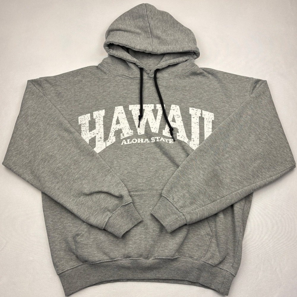 RR Hawaii Resort Hoodie Mens Large Gray Aloha‎ State Graphic Pullover Sweatshirt
